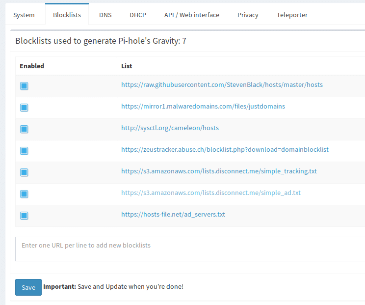 Customising Pihole block lists adding local and thirdparty rules