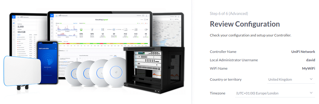 Unifi Controller Setup Step 6 of 6 Review Configuration