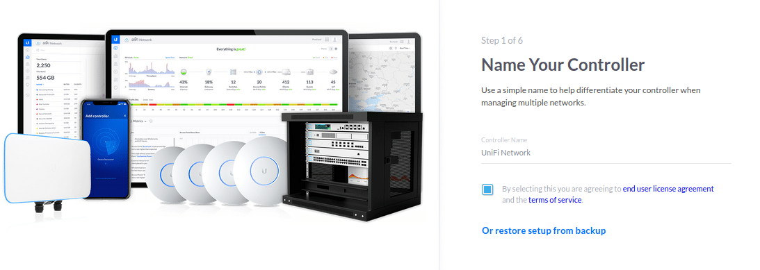 Unifi Controller Setup Step 1 of 6 Name your Controller