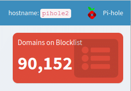 Pi-hole console indicating we are logged in to pihole2