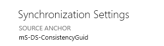 Image of the synchronization settings page. Text:

Synchronization Settings
SOURCE ANCHOR
mS-DS-ConsistencyGuid